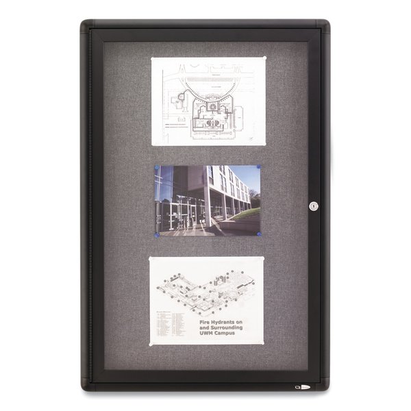 Quartet Enclosed Fabric-Cork Board, 24 x 36, Gray Surface, Graphite Aluminum Frame 2363L